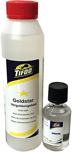 Gold-Star Goldbad (250 ml) für Buntmetall und Nickel - Stromlos vergolden, Alternative zu Gold-Elektrolyt – Keine Vorkenntnisse benötigt