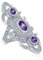 Bling Jewelry Vintage Stil Filigran Lila Zirkonia Rüstung Vollfinger Statement Ring Simuliert Amethyst CZ Versilbertes Messing