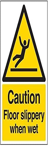 vsafety 63044 au-r Caution Floor Slippery When Wet Achtung Allgemeine Schild, starrer Kunststoff, Porträt, 200 mm x 300 mm, schwarz/gelb