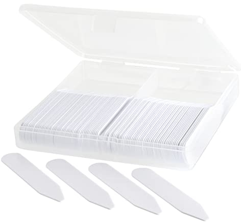 100 Kunststoff-Kragenstäbchen für Herren, Hemd, 5,1 cm, 5,6 cm, 6,3 cm, 7,6 cm, Weiss/opulenter Garten, 2.2