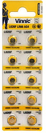 Starlet24 Vinnic Premium Button Cell Batteries 10x AG4, 177, 377, SR626, LR626