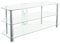 MAHARA Glass Corner TV Stand – Universal Clear Glass TV Unit 114cm wide with Glass Shelves and Cable Management – TV Floor Stand Suitable for up to 55” TVs and Max Weight 45Kg