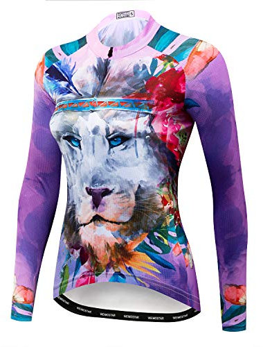 Cycling Jersey for Women Long Sleeve Clothing Bicycle Jacket Purple Lion
