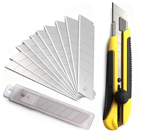 Box Cutter Retractable 25MM Long Utility Knife With 10pcs Blades Refills