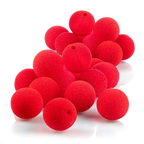 com-four® 24x Nez de Clown en Mousse - Accessoires de Déguisement pour Carnaval, Déguisements, Anniversaires d'Enfants, Promotions, Campagnes - Nez factice - Application de Mousse Ø 5 cm (ROUGE 24)
