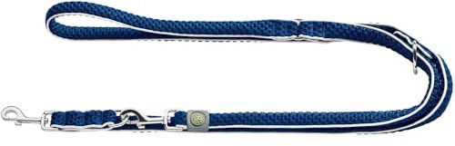 HUNTER HILO Verstellbare Hundeführleine, mit leichtem Mesh-Material, 2,0 x 200 cm, blau
