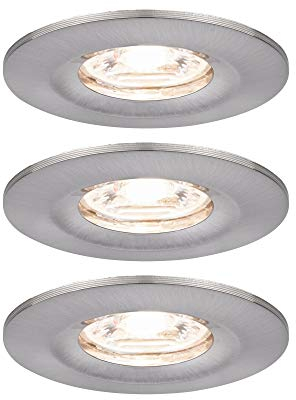Paulmann 94301 Nova Mini LED Einbauleuchte Coin 3er Set rund starr 3x4W Deckeneinbaustrahler Eisen gebürstet Einbaulampe Aluminium Warmweiß 2700K