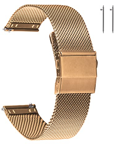 EACHE Bracelets de Montre en Maille d'acier Inoxydable Maille à dégagement Rapide 12mm Bracelets de Montre en Or Rose pour Femmes