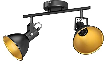 ledscom.de Deckenleuchte RISI, 2-flammig, schwarz/gold matt, 2x E14 max. 40W