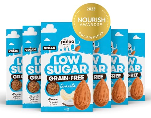 The Paleo Foods Co. Keto, No added sugar, Low Carb, Grain-Free Granola, Gluten Free, Diabetic Friendly, Vegan, Paleo, Healthy (Low Sugar, 6 x 285G Pack)