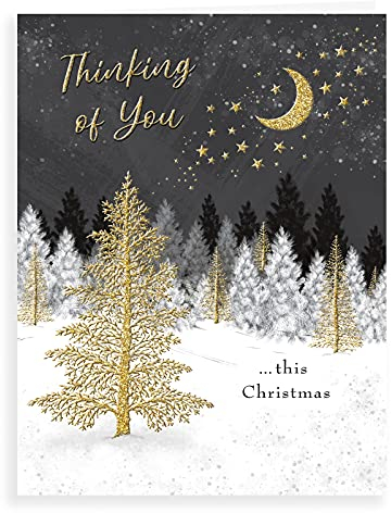 Piccadilly Greetings Klassische Weihnachtskarte Thinking of You, 20,3 x 15,2 cm
