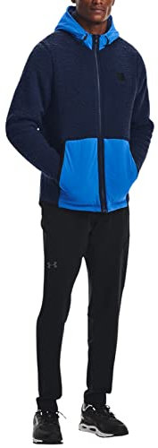 Under Armour UA Legacy Sherpa Veste à capuche zippée pour homme, Academy / Photon Blue 408, Small