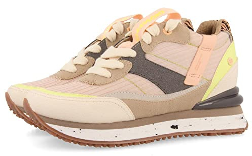 Sneakers rosa con zeppa interna con mix di texture e stampe per donna suzano
