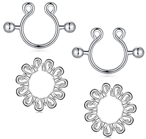 LAURITAMI Fake Brustwarzenpiercing Nippelpiercing Nippelschmuck Non-Pierced Chirurgenstahl Faux Brustpiercing Körperschmuck