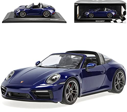 alles-meine.de GmbH Porsche 911 992 Targa 4 GTS Cabrio Blau Neue Generation Ab 2019 1/18 Minichamps Modell Auto mit individiuellem Wunschkennzeichen