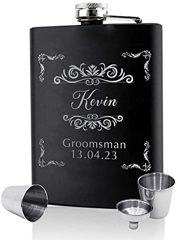 Hip Flasks for Men Personalised Hip Flask Usher Flask Groomsmen Gifts Best Man Gift for Wedding Christmas Custom Engraved 6oz Stainless Steel Flasks for Groom Father of The Bride (design2)