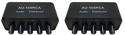 IGUATU 2X Stereo Audio Mixer 1 Input 5 Output Multi-Channel Audio Source Distributor RCA Interface for Power Amplifiers