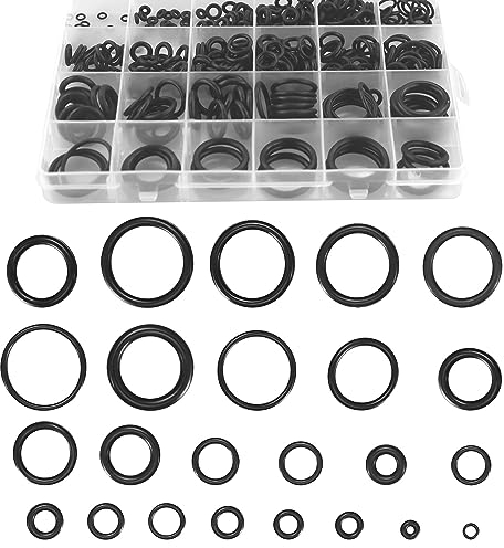 HXMJIED 360 Pcs Rubber O-Ring Washer Gaskets Set, 24 Sizes O-Ring Gasket Kit, Black Electrical Gasket Rings, Kitchen Tap Washers Seals Spacers, Insulating Plumbing Plumber Sealing O Rings Washers Set