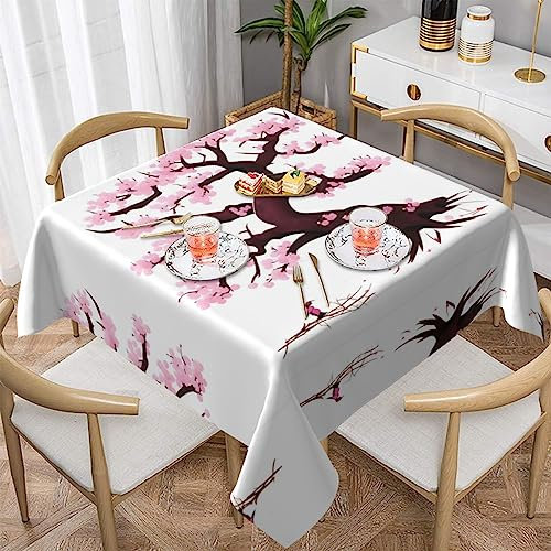 ZYVIA Tovaglia decorativa quadrata con fiori di ciliegio, tessuto morbido e resistente, resistente agli schizzi e all'olio, 152,4 x 152,4 cm, ideale per ristoranti interni ed esterni