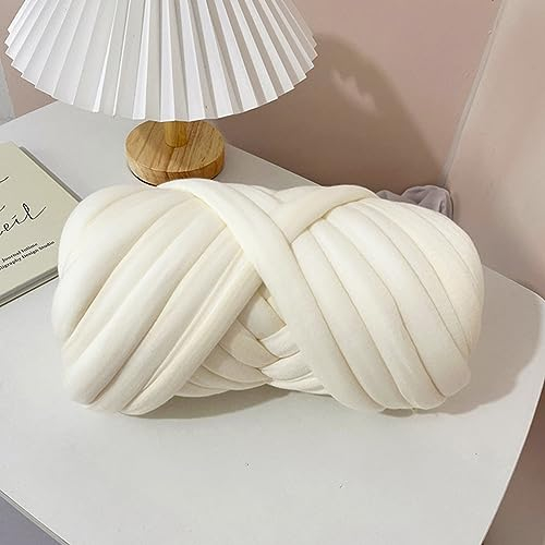 TOOSOAR Sperrige Armstricken Wolle, 1000g Länge zum Häkeln Grob Gestrickte Kuscheldecke, Roving Garn zum Handstricken, Grobe Isländische Wolle, Haustier Bett Sofa (Off White)