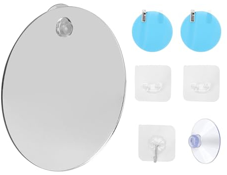 MisFun Miroir Rasage, Miroir pour Douche, Miroir Salle de Bain, Douche Antibuée Miroir, Douche Rasage Incassable Miroir à Suspendre Miroir de Voyage Antibuée pour Salle de Bain et Douche(Rond)