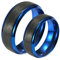 ANAZOZ Verlobungsring Paar Wolfram, Ringe Partnerringe mit Gravur Blauschwarzer Gebürsteter Ring Breit 8mm Frau 57 + Mann 62