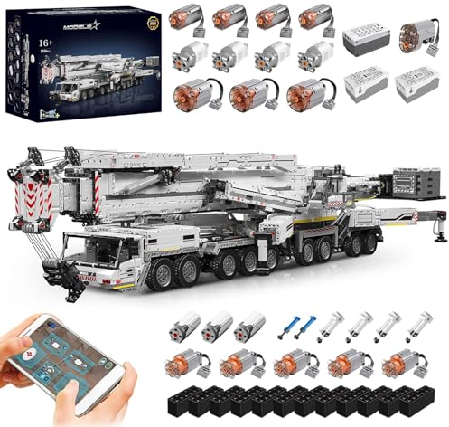 Lukie Technik Ferngesteuert Kranwagen Liebheer LTM 11200, Mit 20 Motoren, Pneumatik Set, 8056+ Teilen, APP-Steuerung, Kompatibel mit Technik Liebherr LTM 11200 Kran