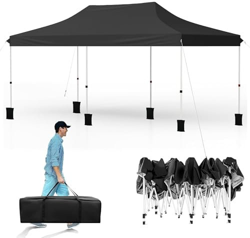 RELAX4LIFE Tonnelle Pliante 3x6 Imperméable, Barnum Pliant 3x6, Tente de Réception Anti-UV, Hauteur Réglable, Sac Transport, Potection Solaire, Montage sans Outil, pour Mariage Fête