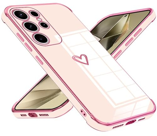Keteen Custodia Compatibile con Samsung Galaxy S24 Ultra Cover Case Carina Motivo Cuore Silicone TPU Ultra Sottile Antiurto & AntiGraffio Cover per Samsung Galaxy S24 Ultra, Rosa