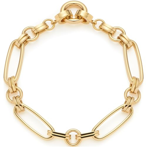 JEWELS BY LEONARDO Armband Clip & Mix Mathilde • Arm-Kette aus goldfarbenem Edelstahl • Verbindungs-Ring zum Anhängen von Charms • massive Kettenglieder • 18,5 cm Länge • Geschenk für Frauen • 024267