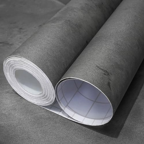 WAPANE Vinilo Adhesivo de Pared Estilo Cemento – Papel Pintado Autoadhesivo con Acabado Moderno, Perfecto para Decorar Dormitorios, Salones y Espacios de Trabajo, Gris Oscuro, 40cm x 203cm