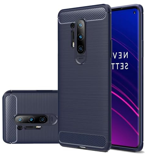 Gufuwo Schutzhülle für OnePlus 8 Pro Case IN2023 IN2020 Ultradünne Carbonfaser-Optik Hülle mit weicher TPU Rückseite Kratzfeste und stoßsichere Handyhülle für OnePlus 8 Pro blau
