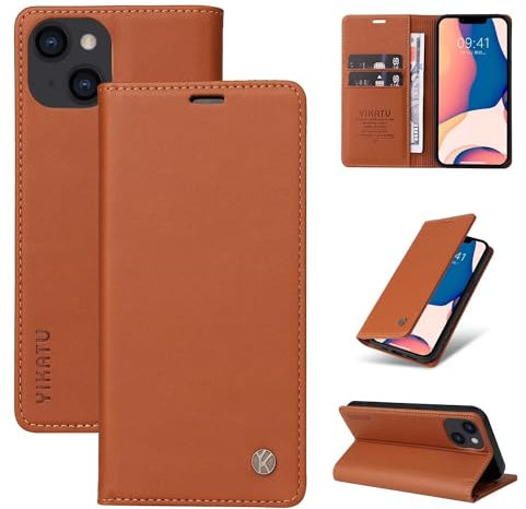 FMPCUON Leather Case for iPhone 6 Plus/7 Plus/8 Plus,Ultra Slim [Magnetic Closure] Retro Vintage TPU Folio Flip Wallet Stand with [Card Slots] Case for iPhone 6 Plus/7 Plus/8 Plus - Yellow brown