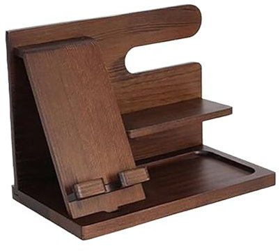 Yawdil Stilvoller hölzerner Nachttisch-Organizer; Geldbörse, Telefon-Docking station & Uhren aufbewahrung