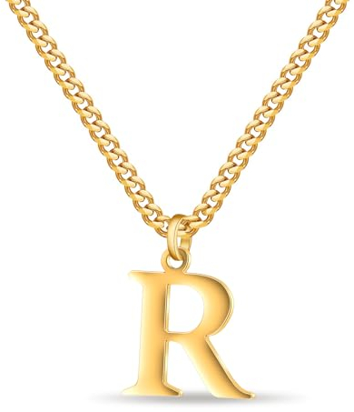 Jokmeo Goldkette mit Buchstaben R,14K Gold Vergoldet Initial Halskette,Edelstahl Kette mit R,Gold kettenanhänger kette für Damen Mädchen