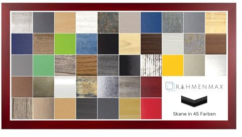 RahmenMax Skane Bilderrahmen Posterrahmen Puzzlerahmen 38x98 cm Weinrot Gewischt Dunkelrot 98x38 cm mit weisser Rückwand und klarem Acrylglas