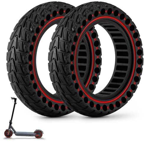 HAONAIMO Solide E-Scooter-Reifen, 25,4 cm x 6,5 cm, Ersatzgummiräder 60/70-6,5 für Ninebot Max G30/G30D/G30E/G30LP – Hochleistungs-Off-Road-Reifen, langlebiger und stollenloser Reifen, 2 Rot
