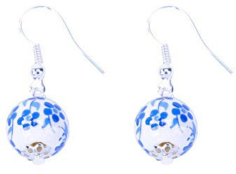 Ohrringe Ethnische Blau und Weiß Porzellan Cheongsam Braut Ohrringe 925 Reinem Silber Ohr Haken Keramik Ohrringe Stilvolle und Beliebte