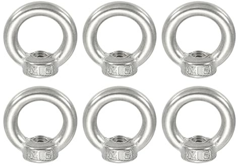 PATIKIL Ringmutter Ösenmutter M5, 6 Stück 304 Edelstahl Ringmuttern Ringösen Augenmuttern Ringschrauben Gewinde Muttern Befestigung Schulter Metrischer Ring für Marine