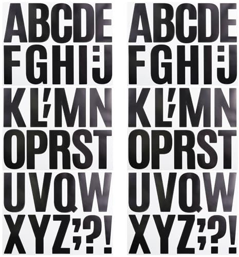 6 Sheets 4 Inch Black Vinyl Letters Stickers,68 Pieces Large Alphabet Punctuation Sticker for Mailbox,House,Trucks,Windows, Self Adhesive & Waterproof
