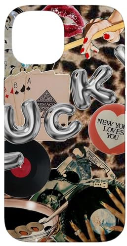 iPhone 14 Retro Pop Artsy Collage Vintage Lucky Girl Y2K Aesthetic Case