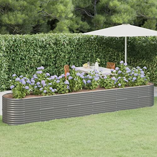 puraday Hochbeete Für Garten 440x80x68 cm Blumenkasten Pflanzkasten Terrasse Pflanzkübel Gemüsebeet Kräuterspirale XXL Hochbeet Metall Hochbeet Stahl Hochbeet Groß Gartenbeet Grau