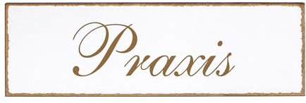 Dekolando Deko Türschild - Praxis - Schild 150 x 50 mm - Schilder Türschilder Namensschilder Wohnung selbstklebend Holzschild Tür Holzschilder