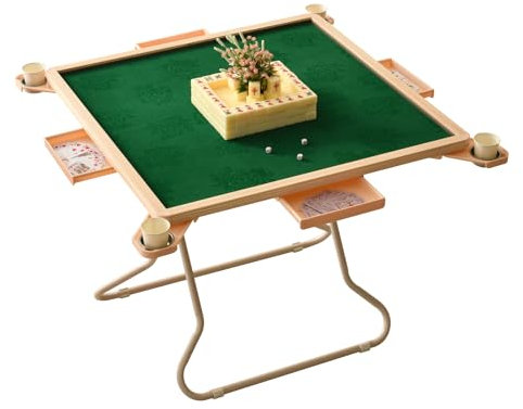 RAPLONC 35 '' Table de mahjong plegable de 35 ', mesa de juego de cartas plegable de 4 jugadores con cajones para Blackjack, Texas Holdem, rompecabezas, juego de mesa, fiesta de barbacoa al aire libre