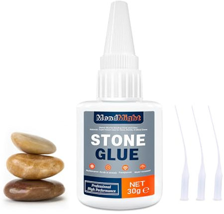 MendMight 30g Stone Glue, Waterproof Bonding Glue for Marble, Granite, Artificial Stone, Clear Fast-Drying Adhesive for DIY Crafts Restoration & Repairs