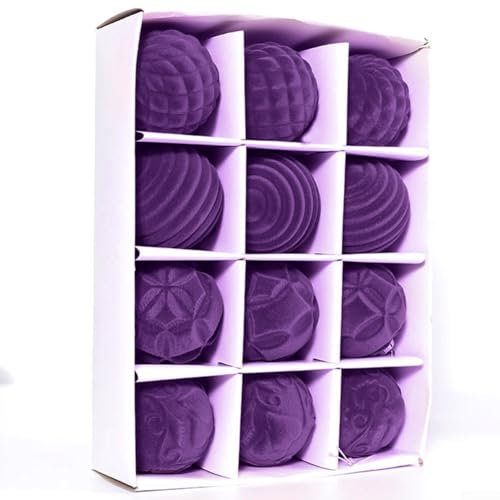 Feegow 12 Stück 60 mm Christbaumschmuck, Weihnachtskugeln, Weihnachtskugeln, Mini-Kugeln, hängende Kugeln, Weihnachtsschmuck (lila)