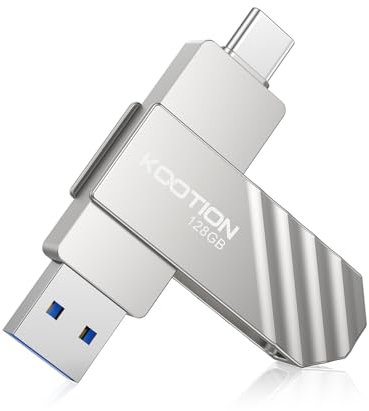 KOOTION Memoria USB C 128G, 2 en 1 USB 3.2 Alta Velocità Pendrive Tipo C 128GB Ligero Pequeño y Práctico Pendrive USB C Dual Interface Duradero USB Flash Drive para Ordenador/TV/Coche/Player, ect