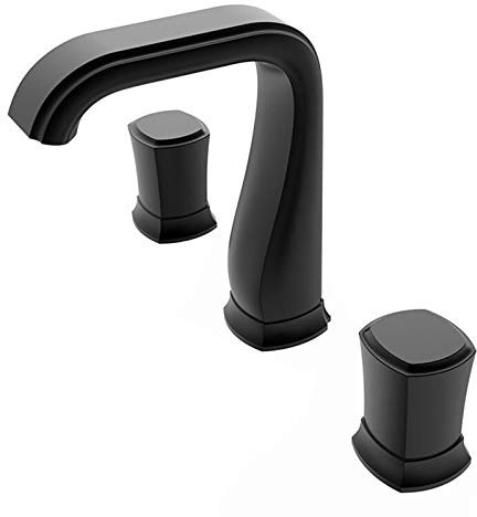 WVRWFDLW Waschbecken-Wasserhahn, Badezimmer, weit verbreiteter Waschbecken-Wasserhahn, Roségold, Schwarz, Badezimmer-Wasserhahn, Waschbecken-Wasserhahn, DREI Löcher, 8 Zoll Waschbecken-Wasserhahn