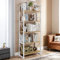 YITAHOME Bookshelf, 5 Tiers Bookcase Tall Book shelf with Metal Frame, Industrial Display Storage Rack, Shelving Units for Living Room Bedroom Home Office Kitchen, White and Oak Book Shelves