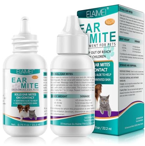 Tooffi Ear Mite Treatment For Dogs - Dog Ear Infection Treatment - Dog Ear Drops for Yeast Infection - Ear Mite Treatment Ear Drops For Dogs - Reduces Ear Mites And Debris, For Cats And Dogs